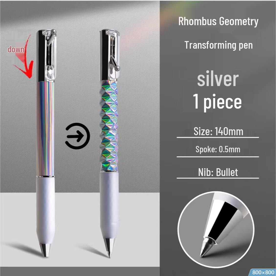 

Rhombus Dynamic Black Quick-Dry Press-Type Ballpoint Pen - Geometric Deformation Student Special 0.5mm