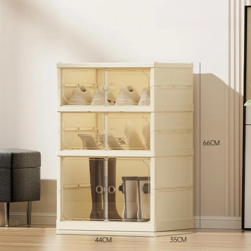 Multi-layer Foldable Shoe Box Dustproof Thickened Plastic Sneaker Shoe Storage Box Stackable Cabinet Transparent Organizers Rack