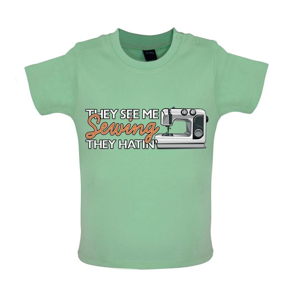 

They See Me Stitching,Hating - Kids Baby Kids Boys Girls Unisex T-Shirt / Bodysuit - Funny Sew Sew 120