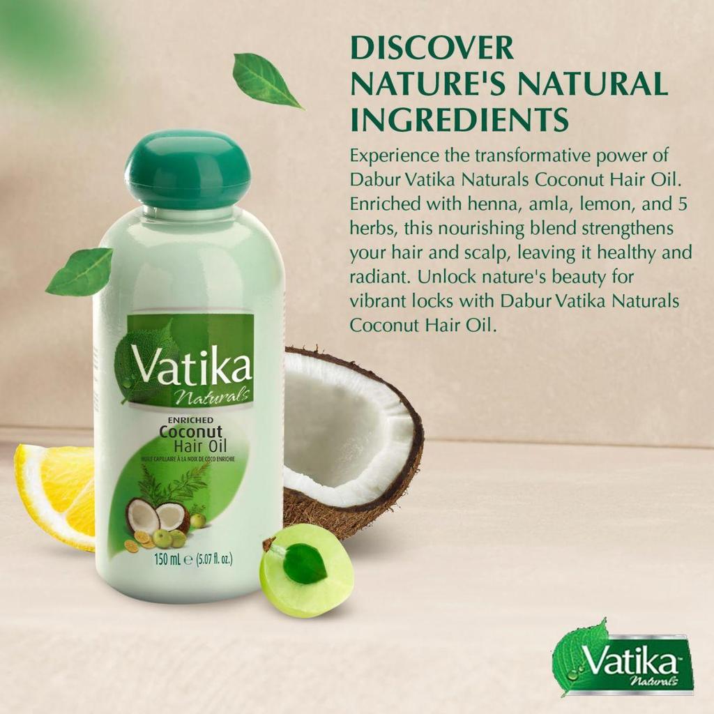 Vatika Enriched Coconut Hair Oil (enriched Pure Coconut Hair Oil) with Henna, Amla and Lemon