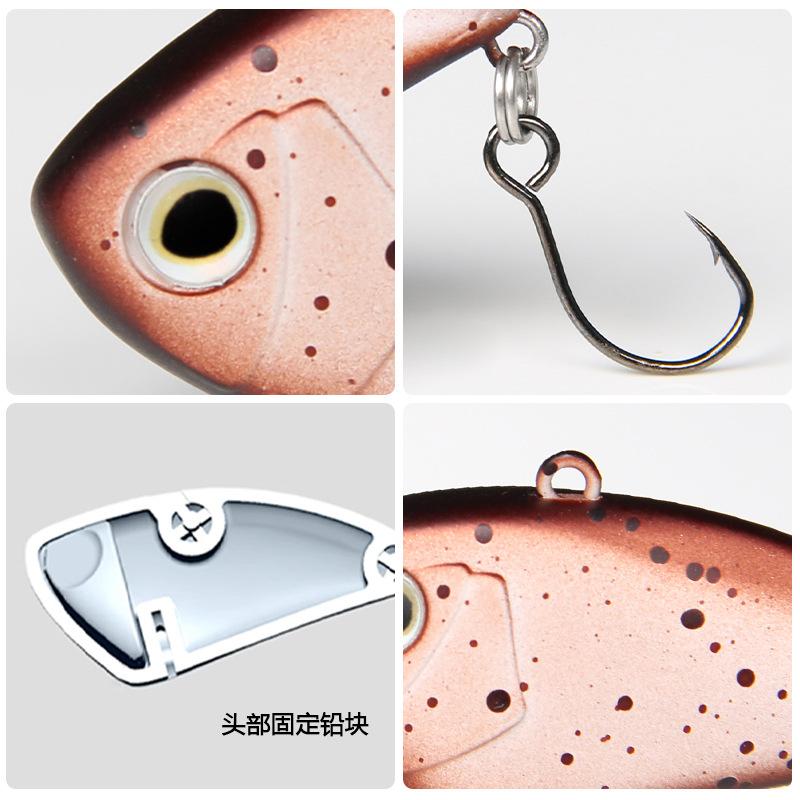 Full Swimming Layer Vib Sinking Vibration Lure Single Hook Fishing Lure With Noise Rattle for Bass and Culter