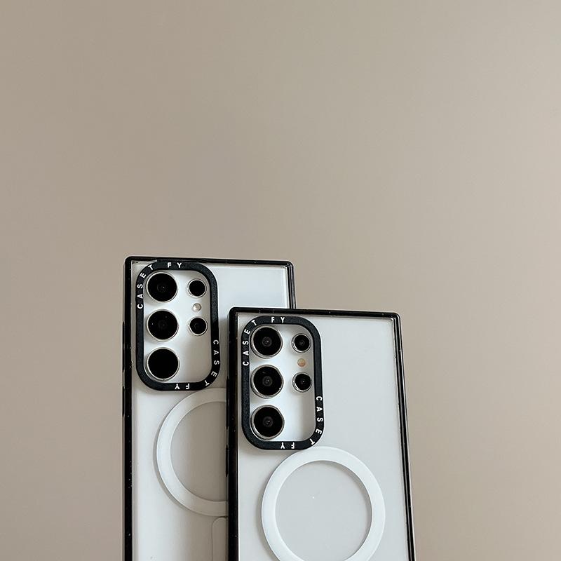 Magnetic Simple Material Suitable for Samsung S23 Ultra Mobile Phone Case 24 Galaxy Protective Case S22 Hard