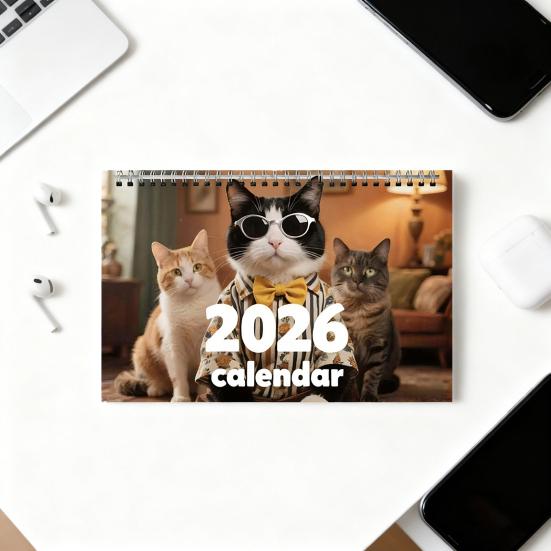 2026 Katzen Wandkalender JAN 2026 - DEZ 2026 Lustiger Monatsplaner mit Katzenkalender 12
