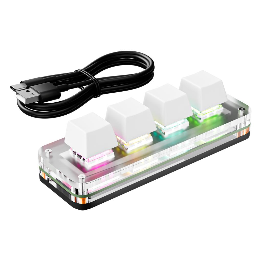 Mini Macro Mechanical Keyboard 4 Keys USB Wired RGB Gaming Custom Programming Portable Keypad Hot Swap Switch for Photoshop