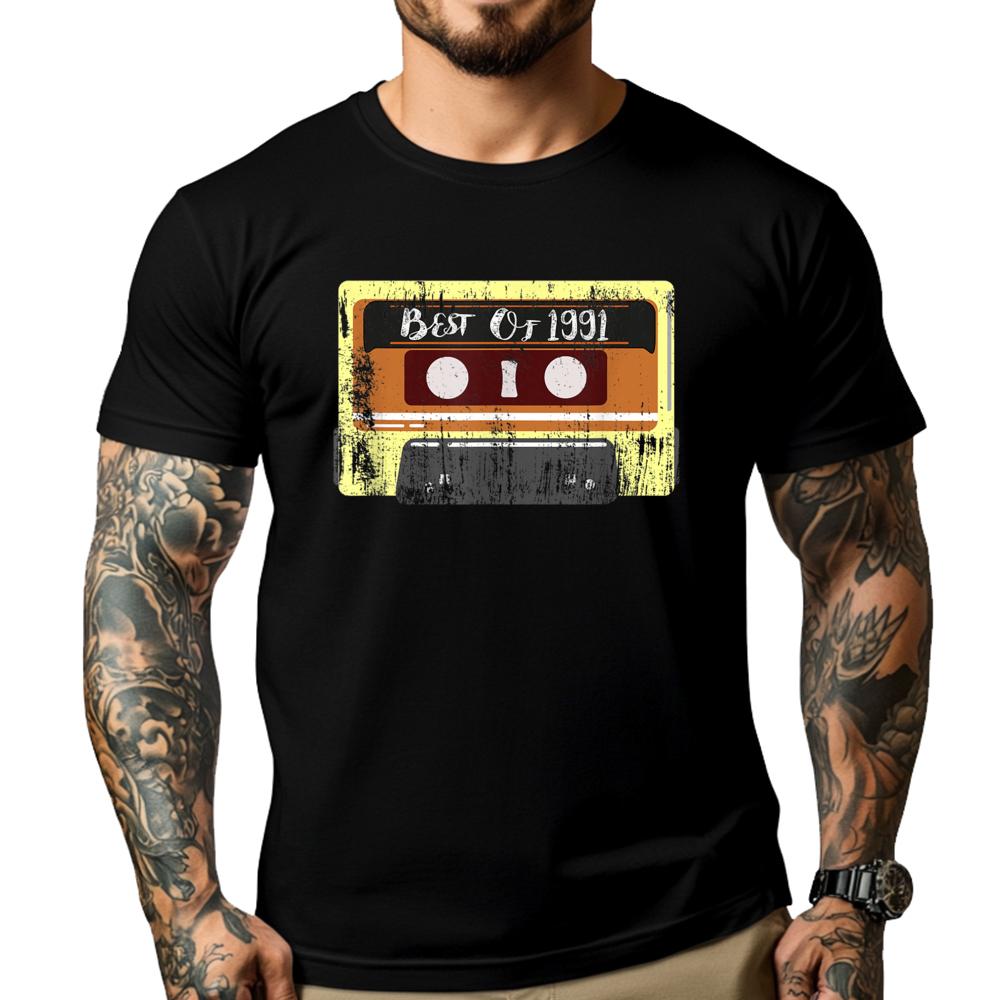 

Retro Best Of 1991 29 Years Old Birthday Cassette Graphic Tee Shirt Luxury Designer Mens Tshirts St Patrick s Day - Men s Sum... S разноцветный