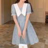 2026 Plus Size French Doll Collar Printed Dress - Retro Waist-Cinched A-Line Skirt for Summer