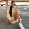 eBay hot sale, European and American spring and autumn hot sale solid color long-sleeved shorts sweater suit women