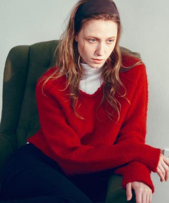 CITTA Essential Alpaca Wool V-Neck Knit_Ctk246(Red)
