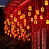 Spring Festival LED Red Lantern Ornaments: Solar Fu Character Colored String Lights for New Year Balcony Decor.