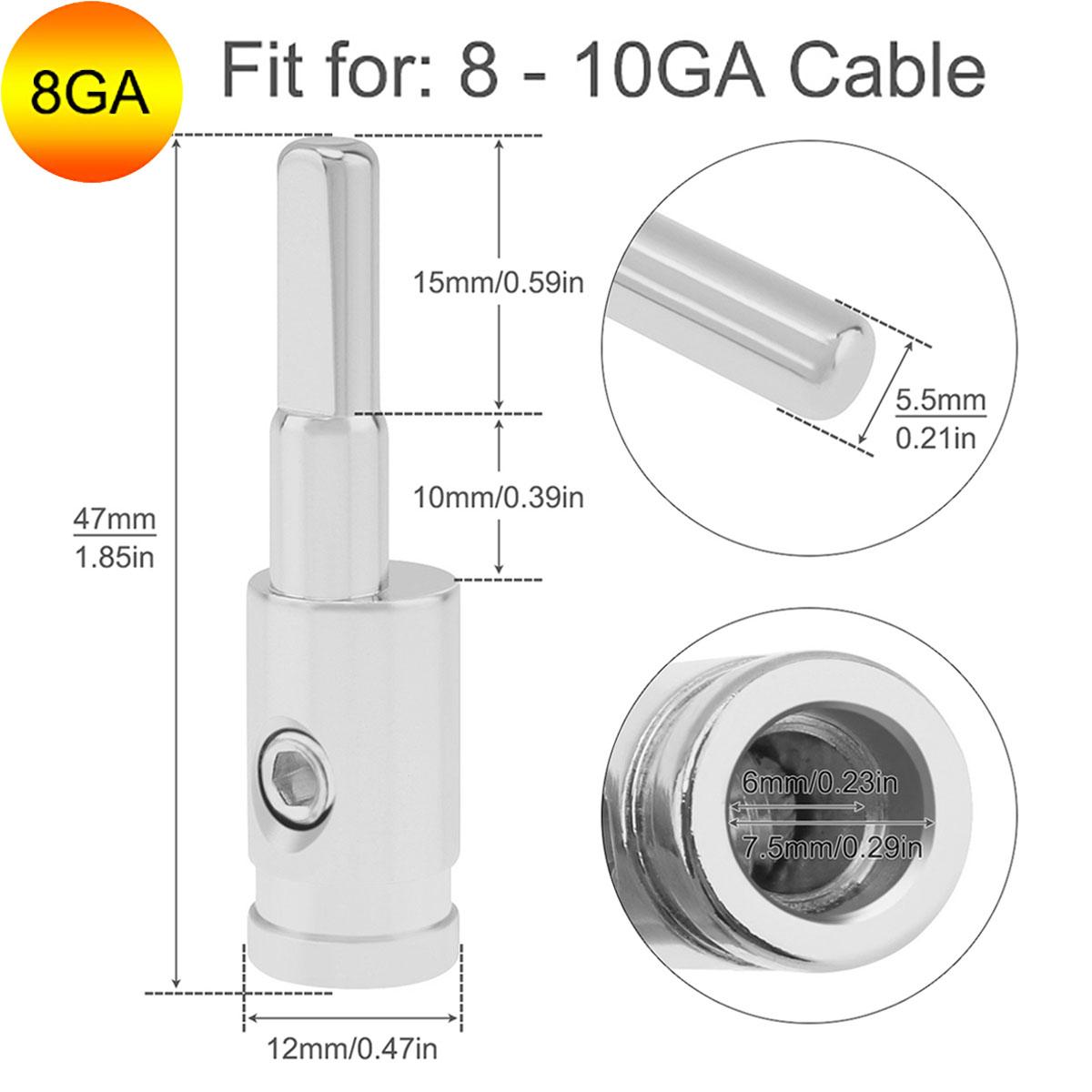 Car Audio Amp Input Reducer 0-2 GA 4-6 8-10 Gauge Amp Wire Reducer Terminal Power Ground Adapters Nickel Plated for Amplifier 8 to 10 Gauge