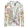 Spring and Autumn Cartoon Cute Sika Deer Pattern 3D Printed Top for Women's Casual Long Sleeve T-shirts