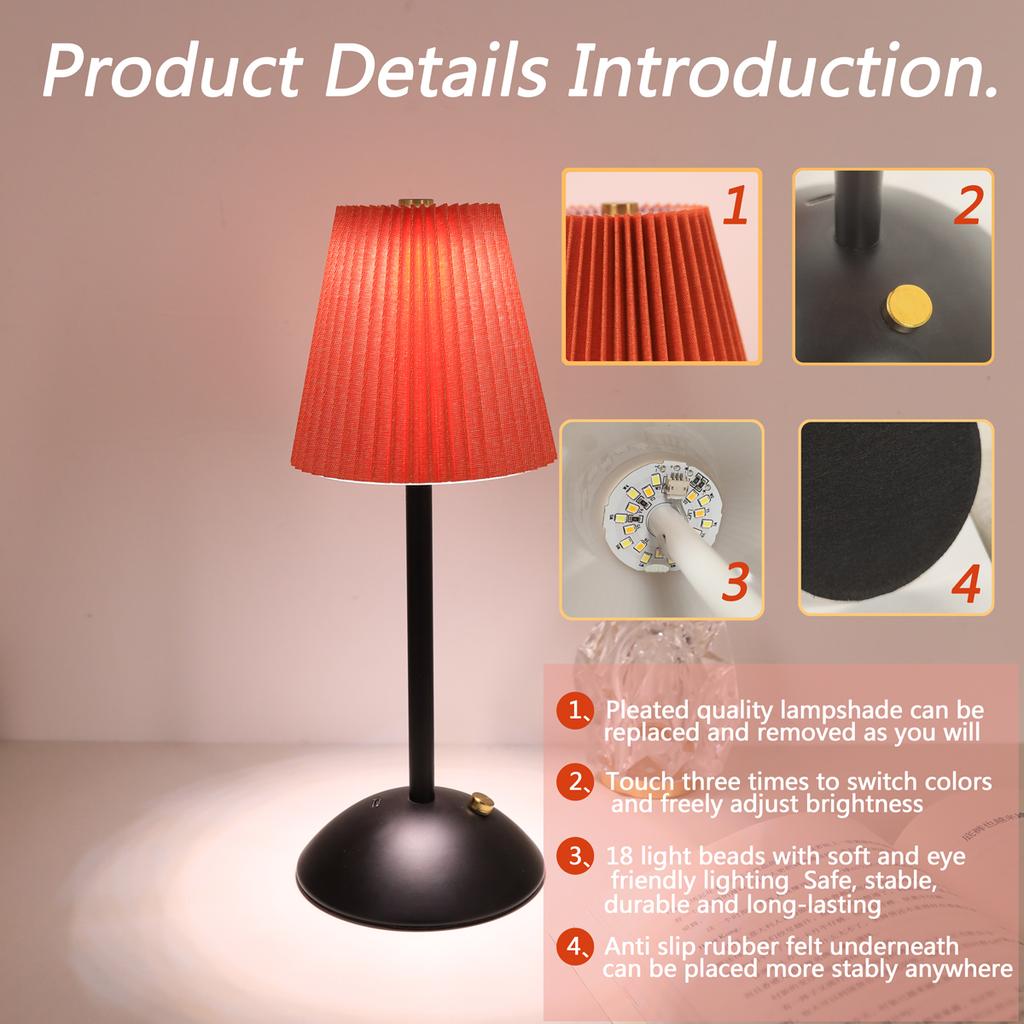 LED severská skládaná stolní lampa nabíjecí dotyková nastavitelná noční lampa, světlo do ložnice na spaní, dekorativní světlo do baru kavárny