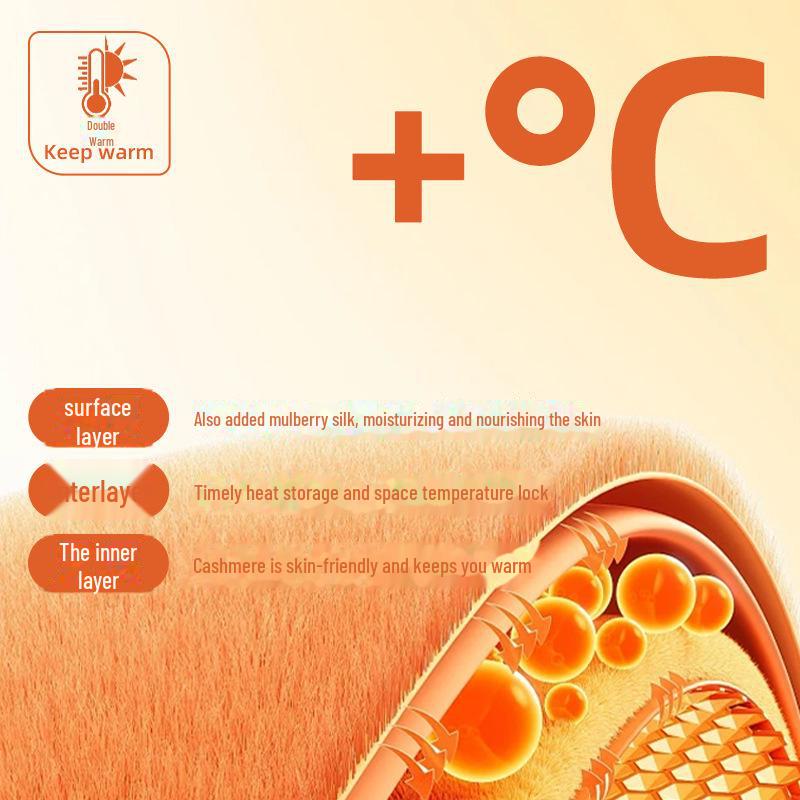 Women's Thermal Cashmere Underwear Set: Meiyabi Silk-Infused Velvet, Round Neck, Class A, Close-Fitting Autumn Top & Trousers.