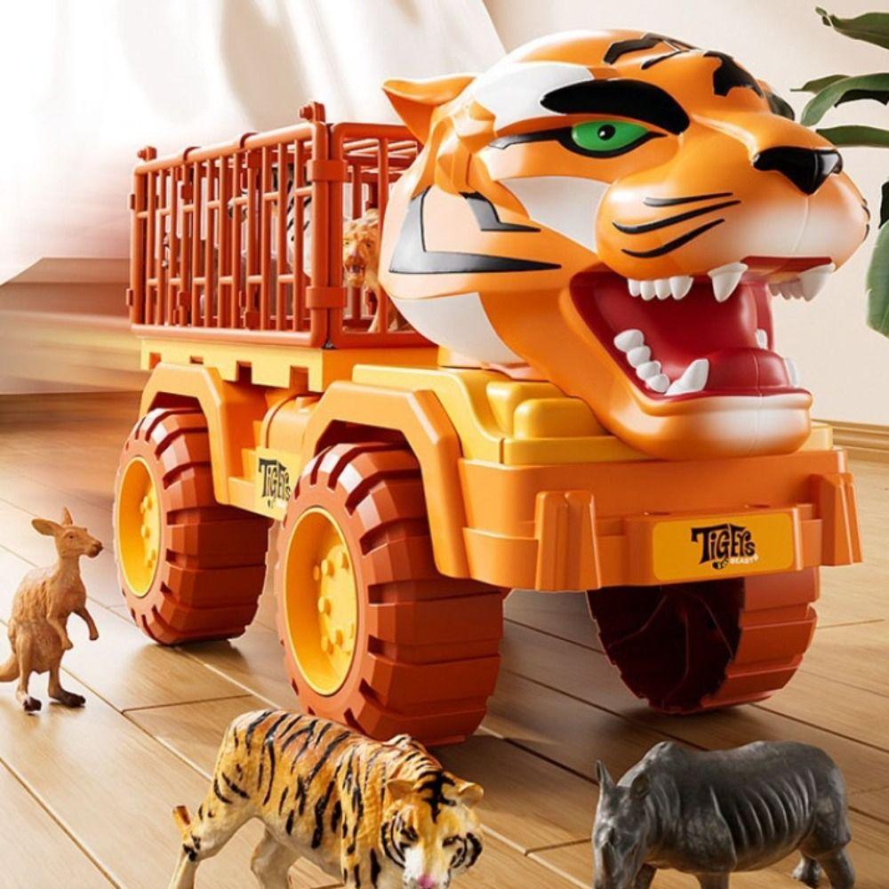 

Plastic Simulated Tiger Transport Vehicle Large Sized Tiger Transport Truck Toys Birthday Gift білий