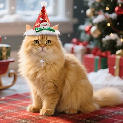 Yousheng Pet Christmas Hat Xmas Tree Hat with Pompom And Bells Cats Glitter Santa Claus Hat with Adjustable Strap for Cats Dogs Holiday Parties