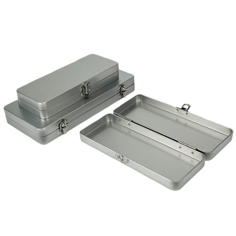 1Pcs Home Office Supplies Durable Silvery Gray Metal Rectangular Box With Lid-Ideal For Bills Cosmetics Storage