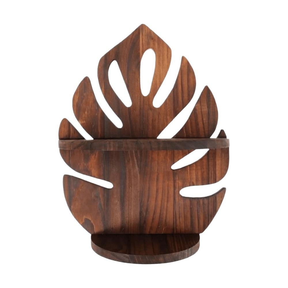 Decorative Wooden Monstera Shelf Rustic Photo Frame Storage Rack Wood Display Shelf Office