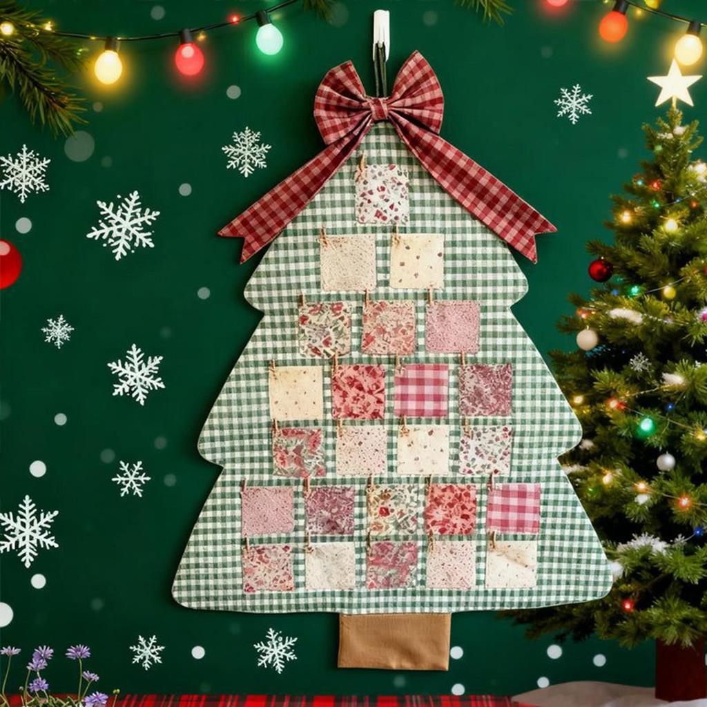 2025 Christmas Calendar Tree Design Fabric Holiday Decoration Fabric Countdown Calendar For Family For Men Women Boys Girls