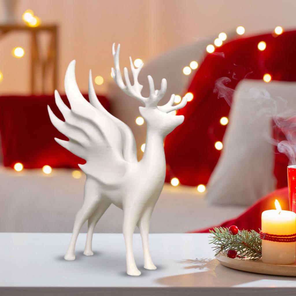 Winged Christmas Winter Deer Decor With Decorative Ornaments