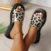 Fashion Summer New Leopard Print Thick Heeled Slippers for Women Casual Square Toe Home Outside Wear Female Slides Platform Flip Flops
