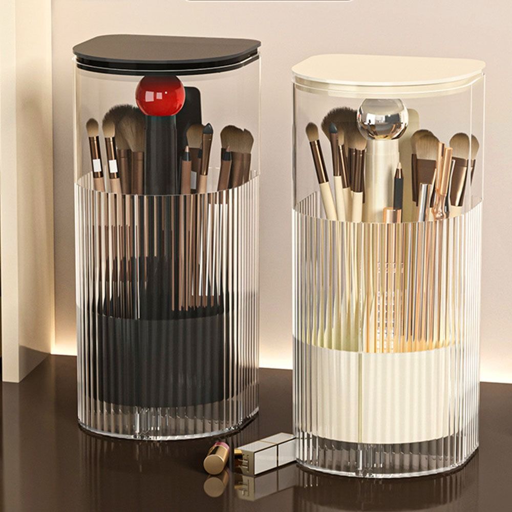 With Lid Automatic Lifting Makeup Brush Holder Dustproof Makeup Brush Organizer  Tabletop