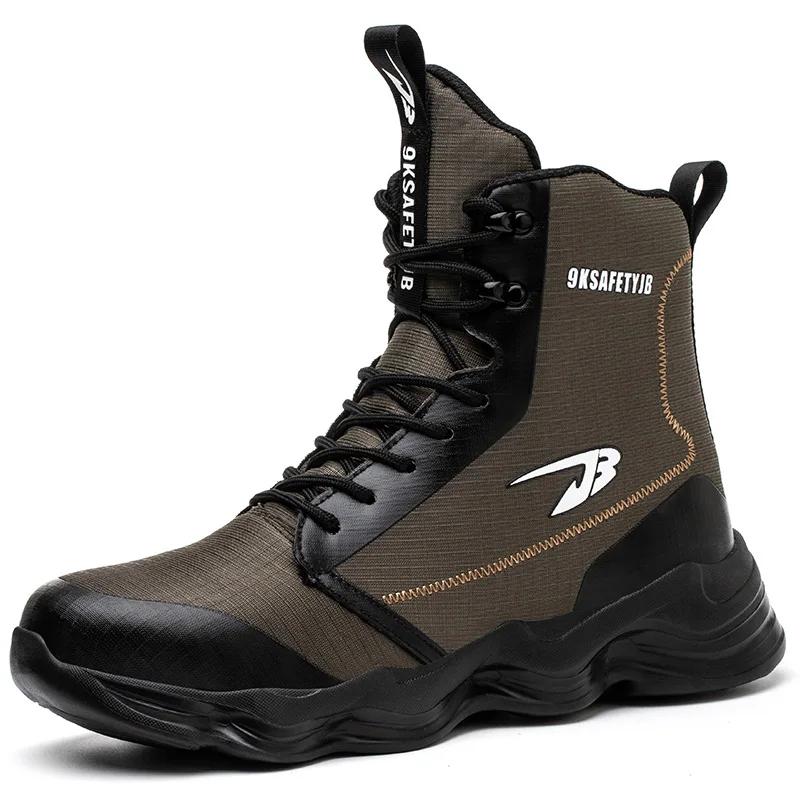 Fashion 2024 New Safety Shoes Men Boots High Top Work Sneakers Steel Toe Cap Anti-smash Puncture-Proof Work Boots Indestructible Shoes