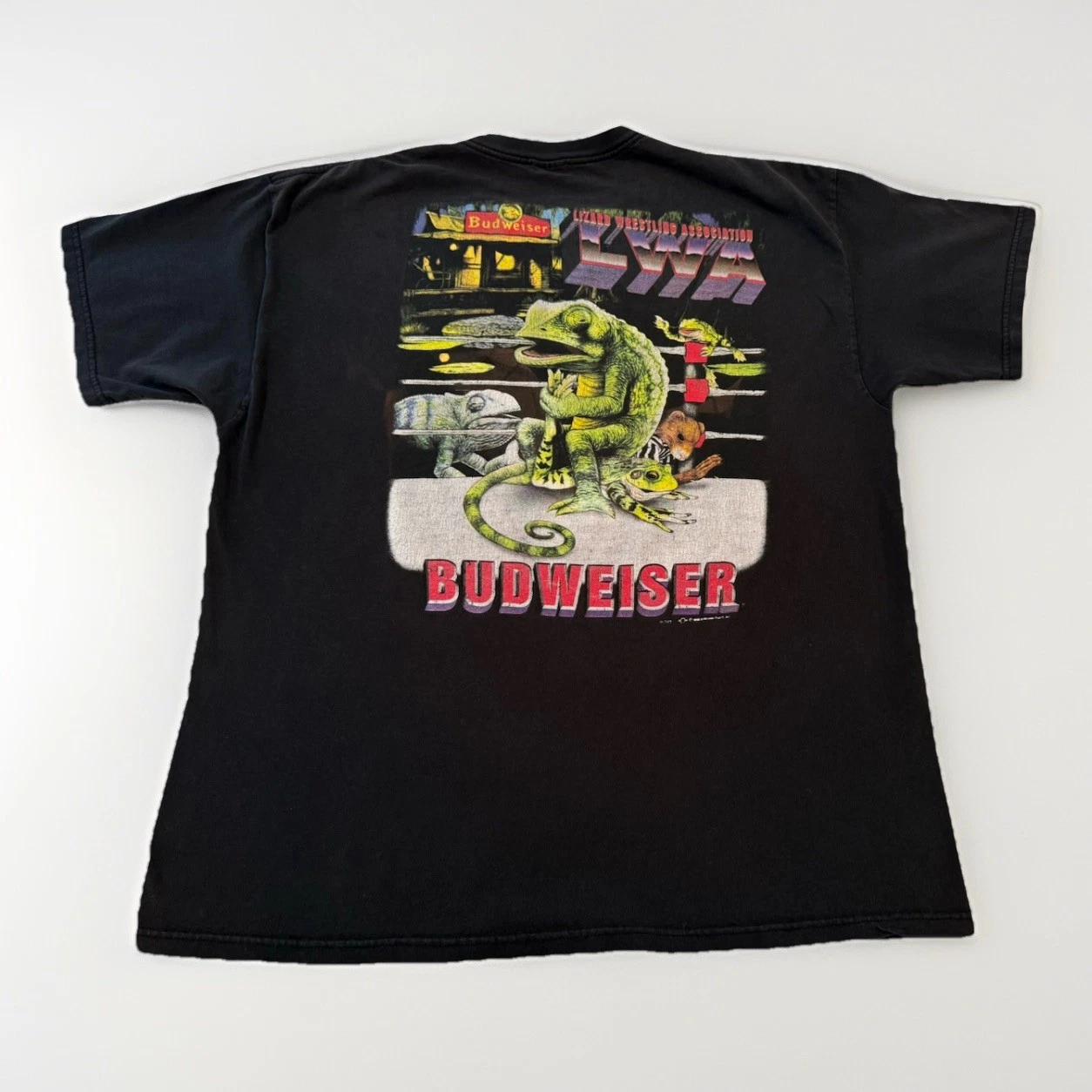 

Vintage 90s Budweiser Lizard T Shirt Mens S-5XL USA Double Sided Graphic Beer M