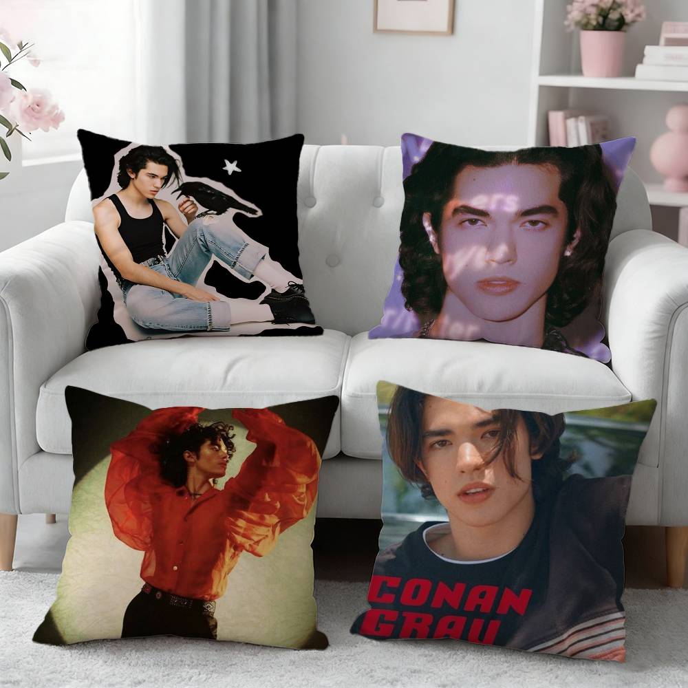 CConan Gray Wishbone Pillow Case Pattern Printed Pillowcase For Living Room Sofa Cushion Cover