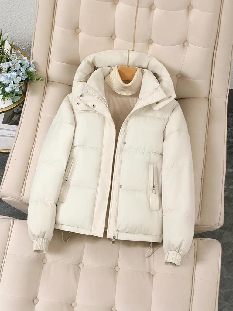 Women's Hooded Down Jacket - Short, Thickened, Trendy Korean Style for Petite Winter 2026