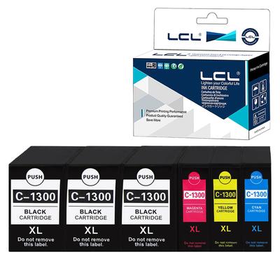 LCL Compatible Ink Cartridges for Canon and Pigment Ink Cartridges with Level Indicator and Compatible with MAXIFY and MB2730 (6-Pack) PGI-1300,