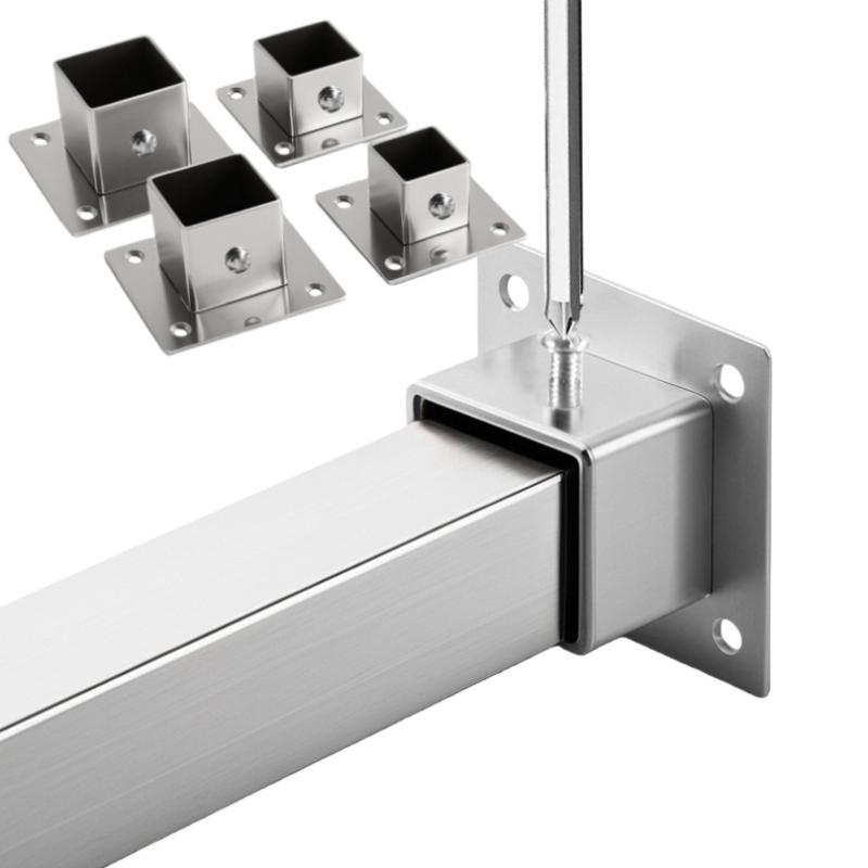 1/2 Sets Flensbasis Roestvrij Staal Vierkante Buis Connector Buis Buiten Diameter. 25/30/35mm Hoekstuk Klemmen voor Hekpaal