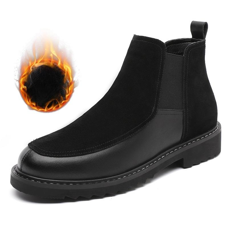 

Ботинки мужские зимние из замшевой кожи в британском стиле челси мужские боты трендовая универсальная обувь плюшевые высокие мужские ботинки 46