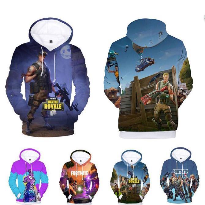 Fortnite Battle 3d Printed Hoodie Jacket Sweatshirt Spandex Material Round Neck Hip Hop Style