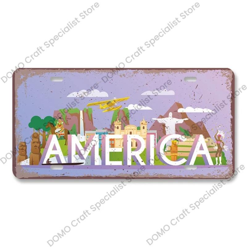 Motorcycle Souvenir License Plate, Metal Auto Wall Decor 15x30cm