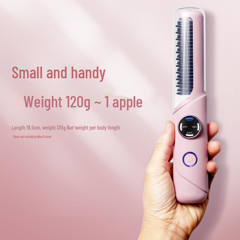 Portable Rechargeable Wireless Hair Straightening & Curling Comb - Negative Ion Technology for Damage-Free Styling