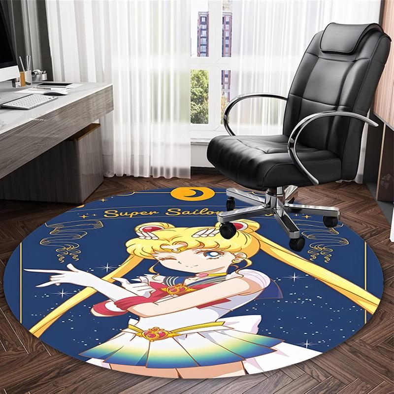 1pc Sailor Moon Carpet, Round Rug, Comfortable, Suitable for Entryways, Living Rooms, Office, And Bedrooms, Christmas Decoration