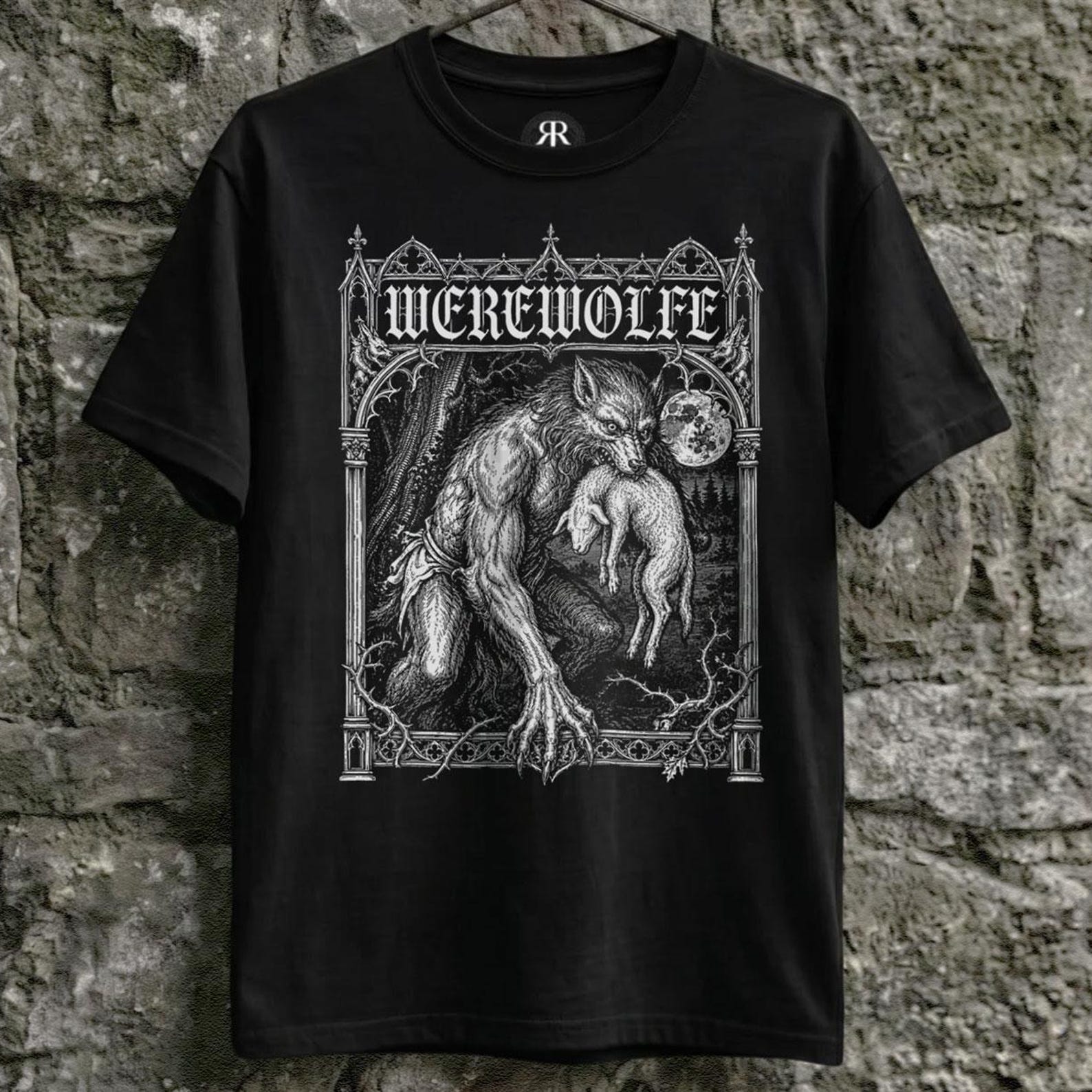 Werewolf Shirt - Wolf Man, Lycanthrope Gothic Horror Graphic Tee L