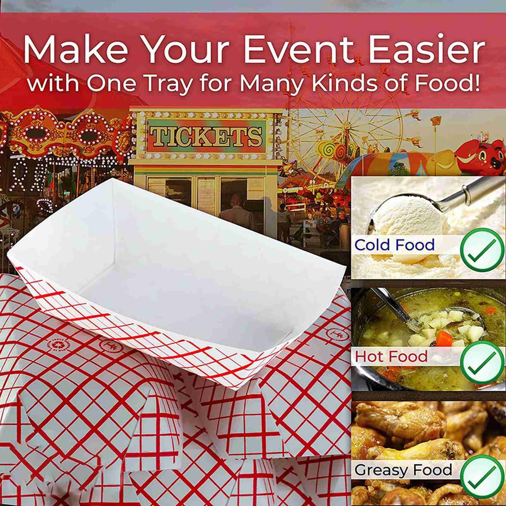 50PCS Paper Food Trays Disposable Greaseproof Paper Food Tray Serving Food Boat
