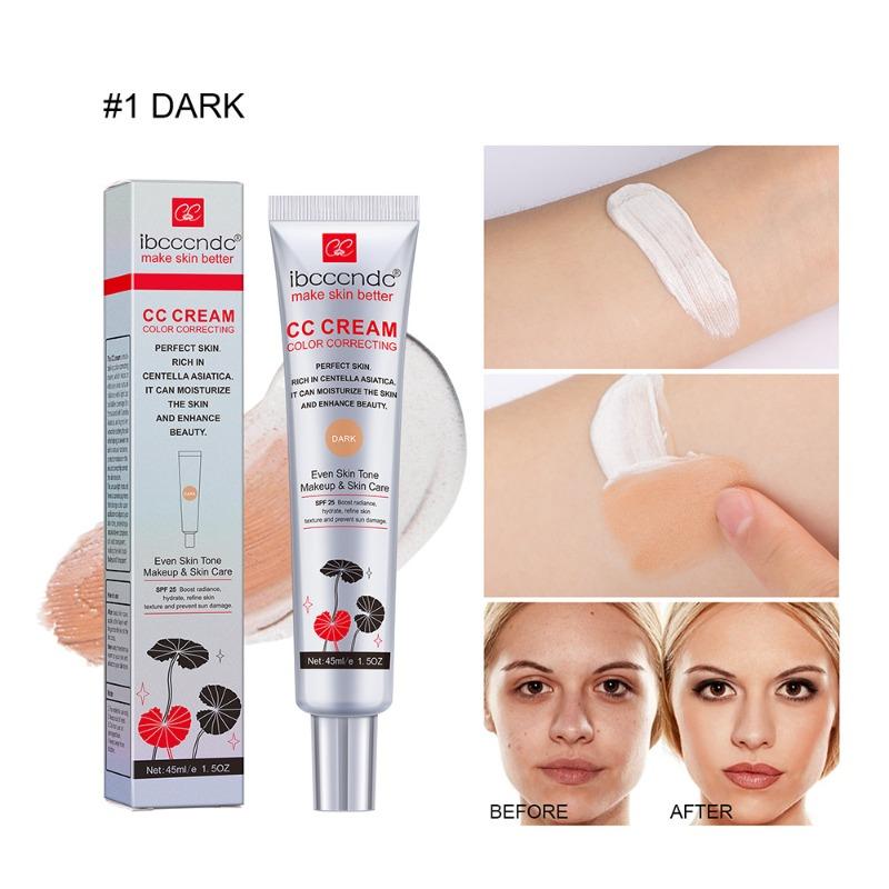 Long-lasting Moisturizing Invisible Pore Concealing CC Cream for a Radiant Makeup Base 1# Dark