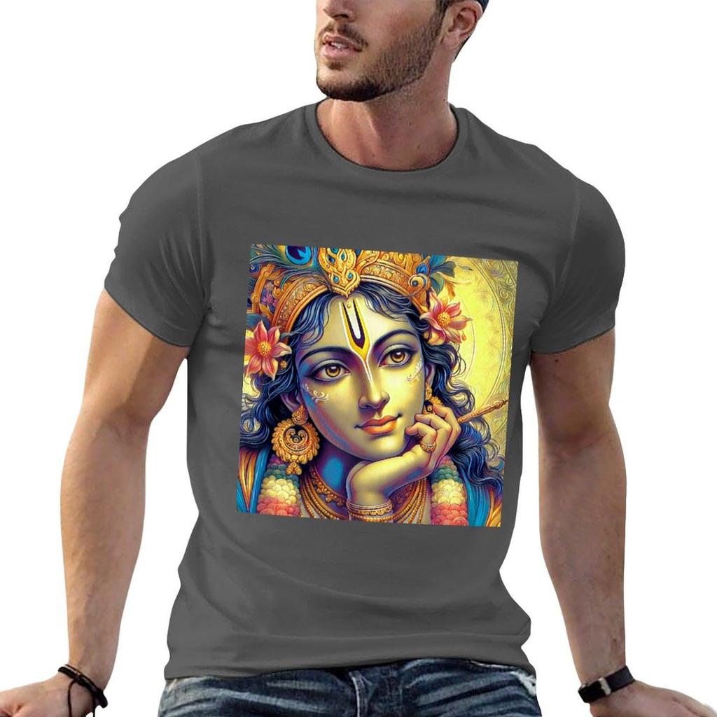 Lord Krishna Divine Face Tshirt Lightweight Casual Summer Tshirt