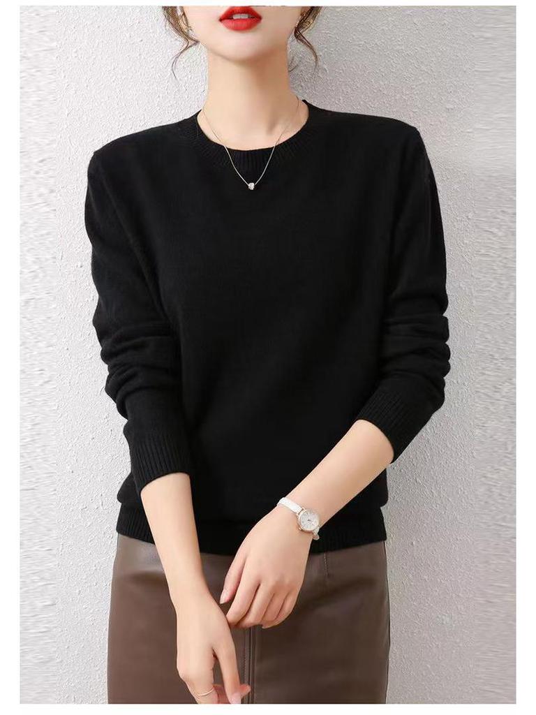 2025 Versatile Loose-Fit Wool Sweater: Slimming, Solid Color, Perfect for Autumn & Winter