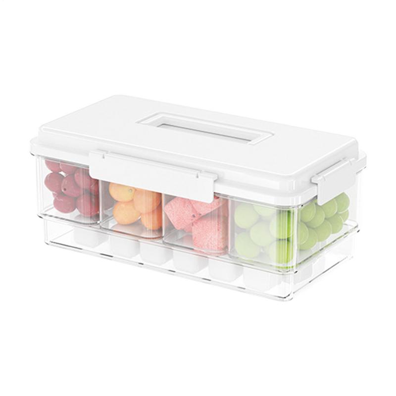 Portable Storage Basket Convenient Household Compartment Vegetable and Fruit Tray Food Grade Sealed Crisper with Lid