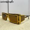 Small Rectangle One-Piece Punk Sunglasses Men  Luxury Brand Vintage Shield Goggle Eyewear For Male Trendy Outdoor Sunglass
