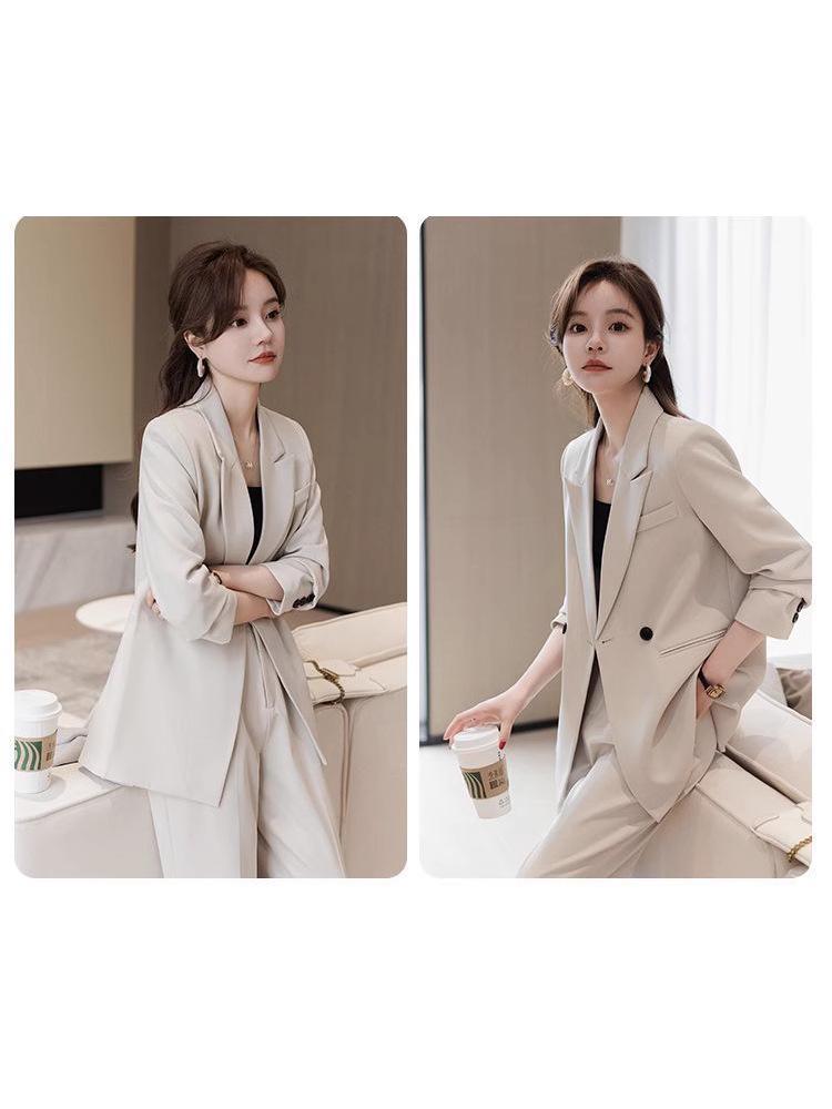 Women's Spring & Autumn Influencer Black Suit: Elegant Goddess Style High-End Professional Blazer Two-Piece Set