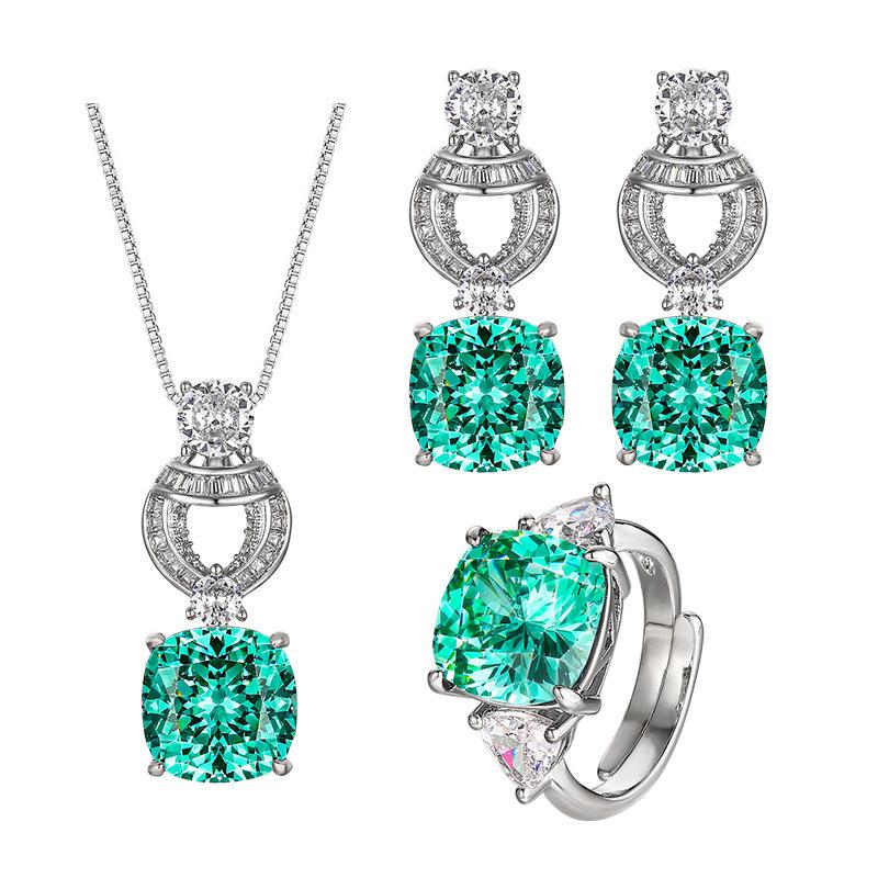Jewelry Copper Bottom Gold-Plated Simulation Bird'S Nest Chepala Green Retro Temperament Set Main 12 * 12