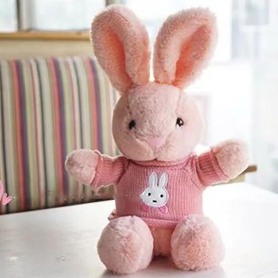 Rabbit Doll Plush Soft Stuffed Animal with Detachable Knitted Sweater Cute Lop-Ear Healing Toy for Kids Adults Bedroom Decor Gifts