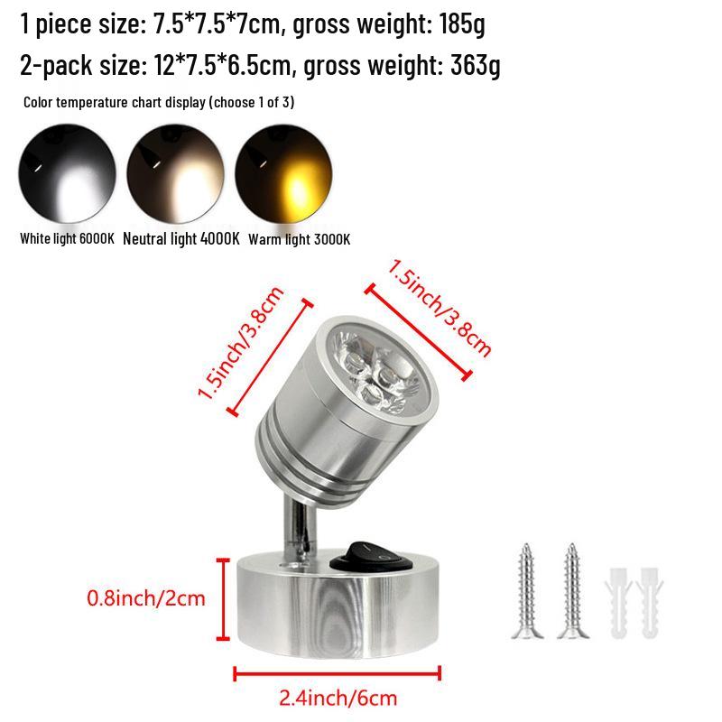 12V-24V LED Reading Light for RV, Boat, or Yacht - 3W Low Voltage Bedside Spotlight
