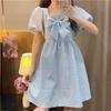 Summer French design sense niche sense square neck white bow dress fairy dress cake dress skirt women's clothing