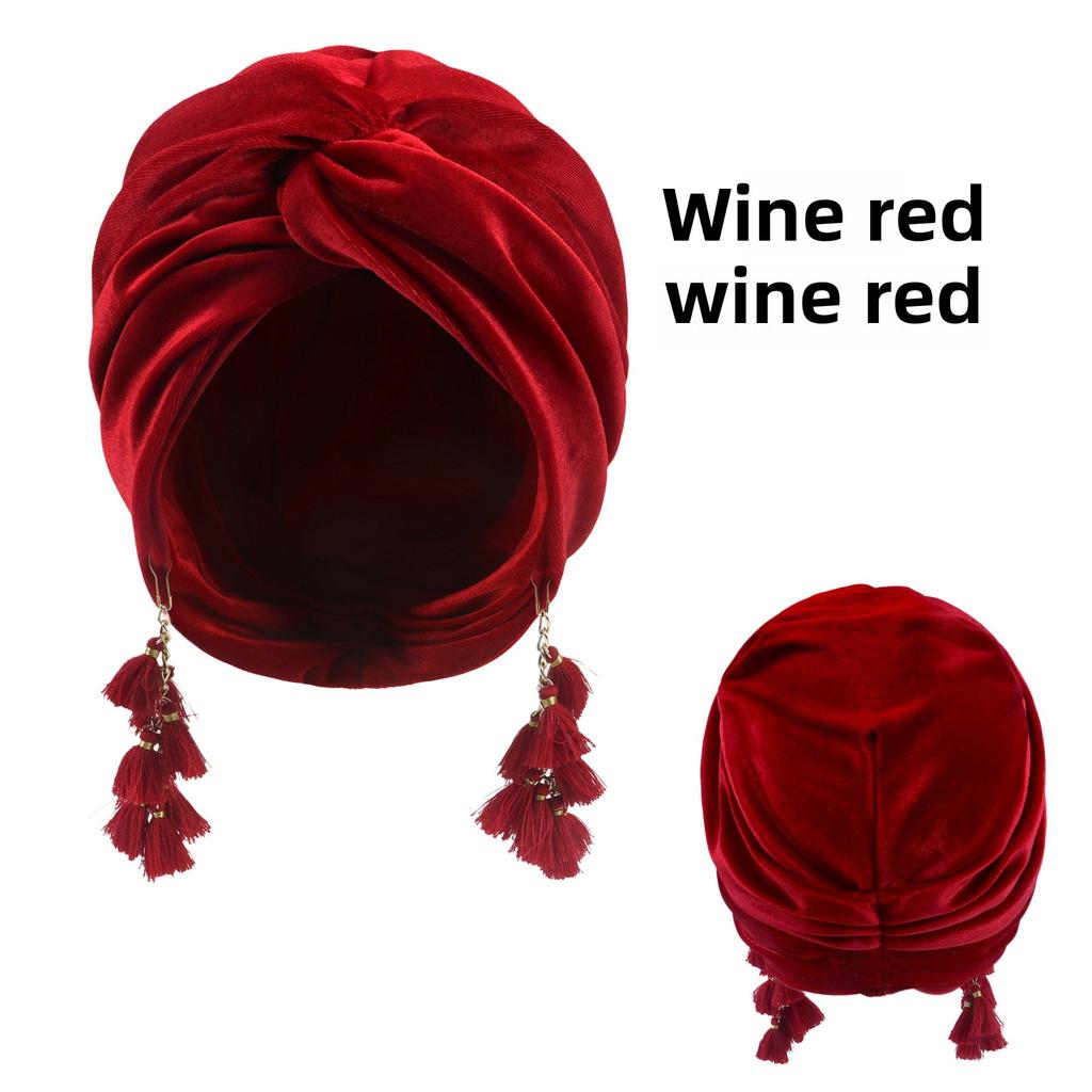 Spring New Women's Headscarf Hat Retro Special Style Fashionable and Trendy Tassel Cap Bohemian-style Cross Cap