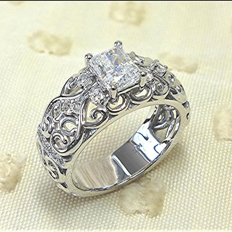 European and American Retro Palace Style Zircon New Pattern Hollow Out Flower Creative Personality Zircon Women s Ring 6